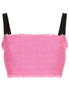 Dolce & Gabbana Raschel Tweed Crop Top With Straps In Pink & Purple