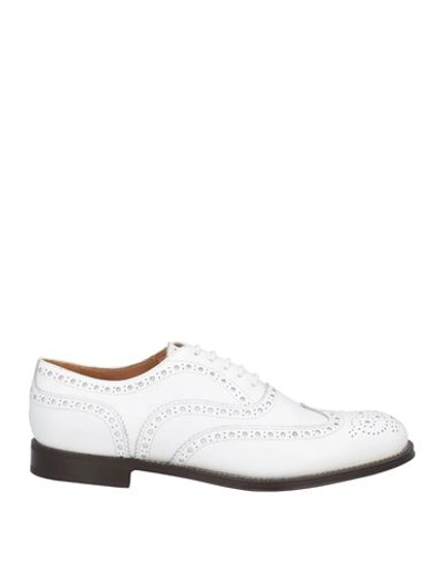 Church's Woman Lace-up Shoes White Size 8.5 Leather