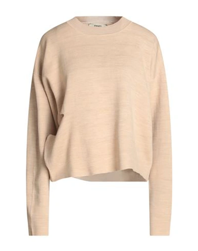Fendi Woman Sweater Sand Size 6 Wool, Polyamide, Polyurethane In Beige