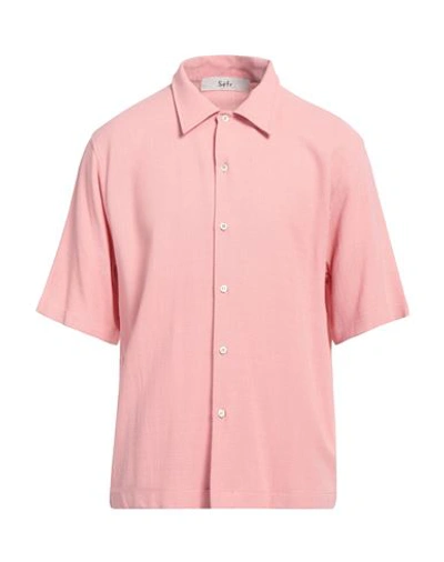 Séfr Man Shirt Pink Size Xl Viscose, Virgin Wool