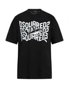 Dsquared2 Shark Motif Logo Print T-shirt In Black