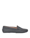 Tod's Woman Loafers Lead Size 6.5 Leather In Grey