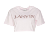 Lanvin T-shirt Crop Logo In Nude & Neutrals