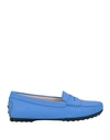 Tod's Woman Loafers Azure Size 4.5 Leather In Blue