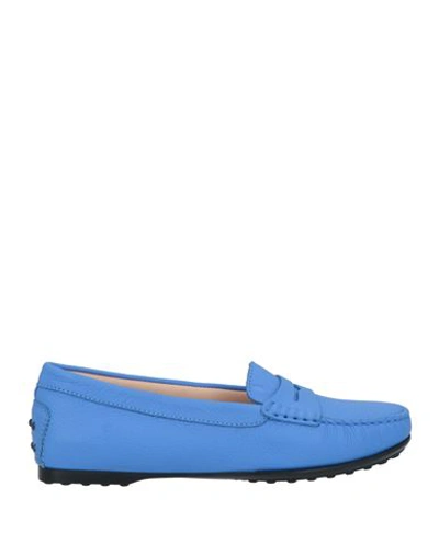 Tod's Woman Loafers Azure Size 4.5 Leather In Blue