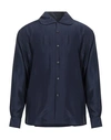 Giorgio Armani Man Shirt Midnight Blue Size 17 Silk