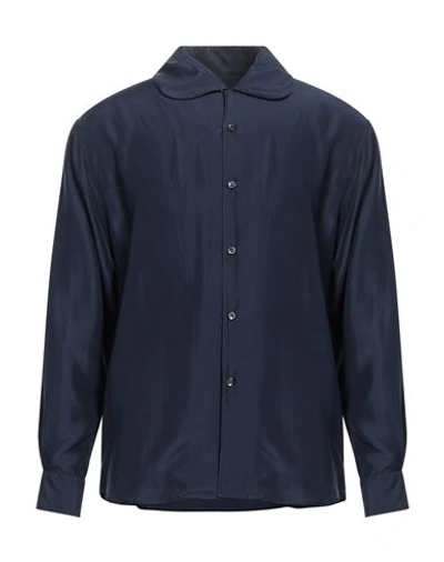 Giorgio Armani Man Shirt Midnight Blue Size 17 Silk