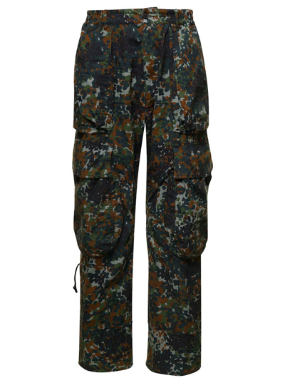 Dsquared2 Multicolor Cargo Pants With Camo Print In Stretch Cotton Man In Black