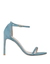 Stuart Weitzman Woman Sandals Pastel Blue Size 9.5 Leather