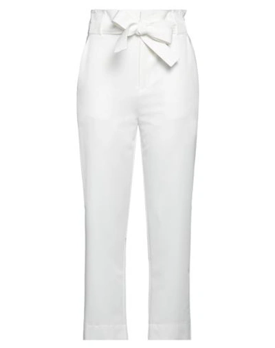 Vicolo Woman Pants White Size L Polyester, Viscose, Elastane In White