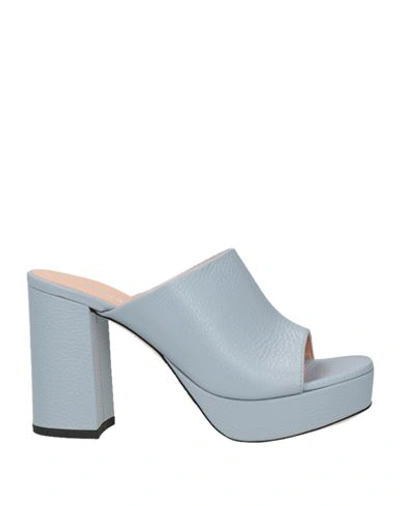 Pollini Woman Sandals Light Blue Size 11 Leather