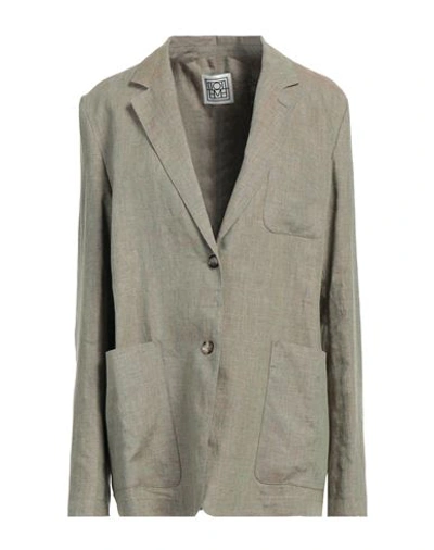 Totême Toteme Woman Blazer Sage Green Size 10 Linen