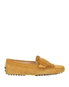 Tod's Woman Loafers Mustard Size 8 Leather In Yellow