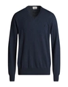 Brooksfield Man Sweater Navy Blue Size 44 Virgin Wool