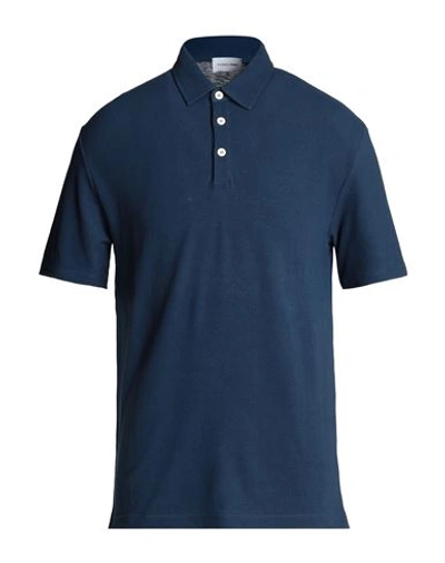 Scaglione Man Polo Shirt Blue Size M Cotton, Linen