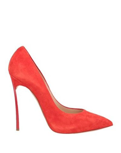 Casadei Woman Pumps Tomato Red Size 10.5 Soft Leather
