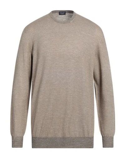 Drumohr Man Sweater Khaki Size 44 Wool, Silk, Linen In Beige