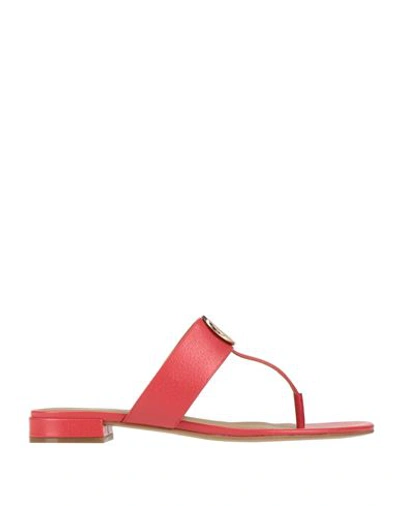 Emporio Armani Woman Thong Sandal Red Size 8.5 Soft Leather