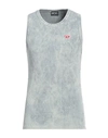 Diesel Man Tank Top Light Grey Size Xxl Cotton, Elastane