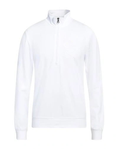 Ea7 Man Sweatshirt White Size L Cotton, Elastane