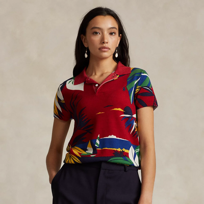 Ralph Lauren Graphic Knit Wool Polo Shirt In Red Multi