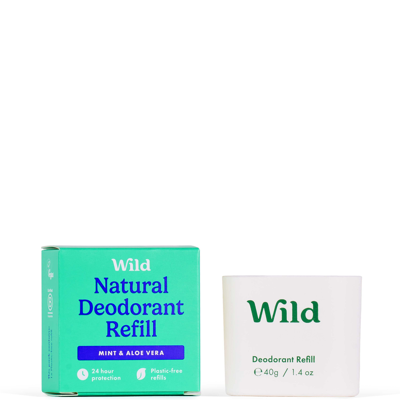 Wild Men's Mint And Aloe Vera Deodorant Refill 40g In White