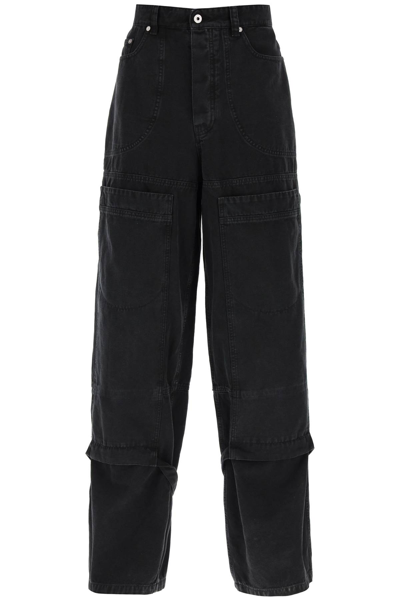 Off-white Wide Leg Cargo Trousers In Black