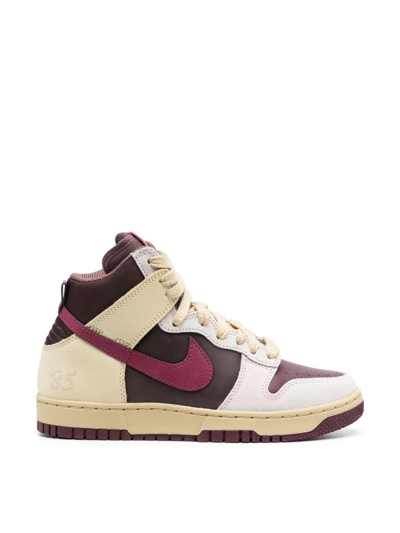 Nike Off-white & Burgundy Dunk High 1985 Sneakers In Alabaster/rosewood-e