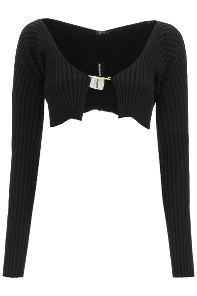 Jacquemus La Maille Pralù Micro Cardigan In Black