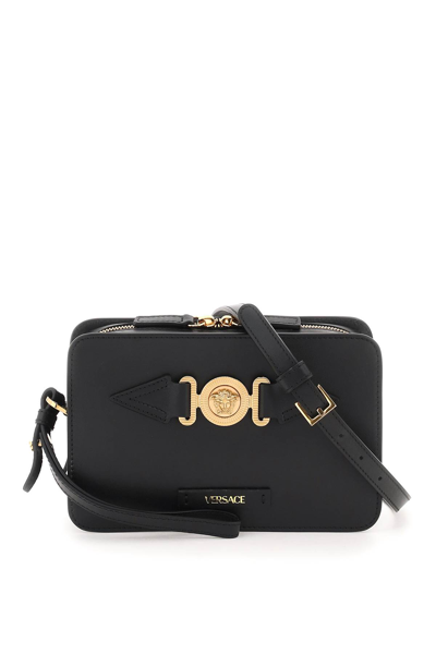 Versace Medusa Biggie Leather Cross-body Bag In Black