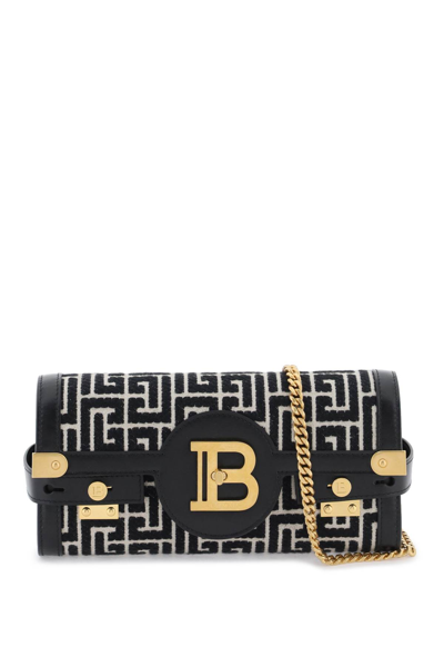 Balmain Bbuzz 23 Monogram Jacquard Convertible Clutch In Black