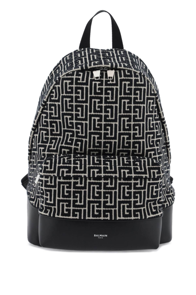 Balmain Jacquard Backpack With Monogram In Multicolor