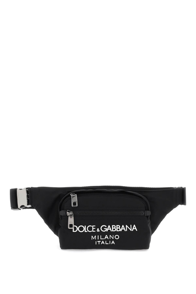 Dolce & Gabbana Nylon Beltpack Bag With Logo In Black