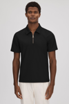 Reiss Maxwell Slim Fit Quarter Zip Polo Shirt In Black