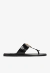 TOM FORD BRIGHTON CROC-EMBOSSED LEATHER FLAT SANDALS