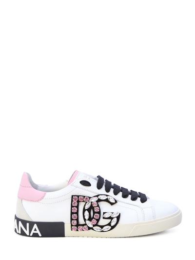 Dolce & Gabbana Portofino Vintage Sneakers In White