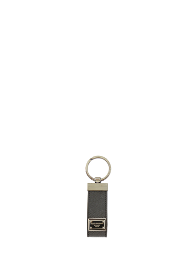 Dolce & Gabbana Leather Key Chain In Black