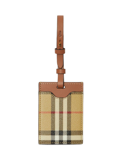 Burberry Neutral Vintage Check Luggage Tag In Brown