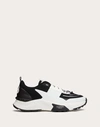 Valentino True Act Leather-trimmed Mesh And Rubber Sneakers In Black