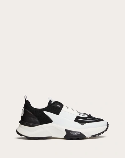 Valentino Garavani Urban Act Low Top Trainer In Mesh And Rubberised Fabric In Black