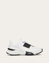 Valentino True Act Low Top Trainer In Mesh And Rubberised Fabric In White/ Black