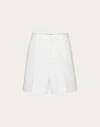 Valentino Stretch Cotton Canvas Shorts With Rubberized V-detail In Ivory