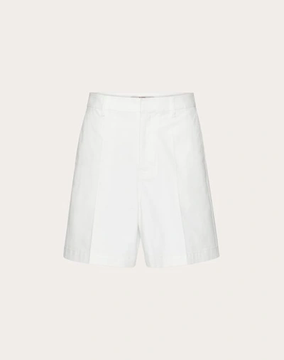 VALENTINO VALENTINO STRETCH COTTON CANVAS SHORTS WITH RUBBERIZED V-DETAIL