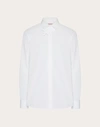 VALENTINO VALENTINO LONG-SLEEVED SHIRT IN COTTON POPLIN WITH FLOWER PATCH