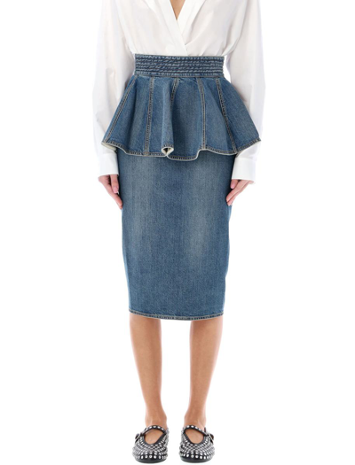 Alaïa Denim Skirt Belt In Blue