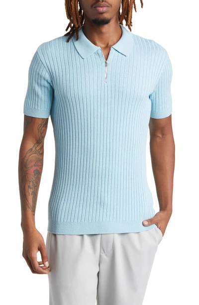 Topman Rib Polo Sweater In Light Blue