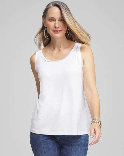 Chico's Touch Of Cool Satin Trim Tank Top In White Size Xxl |