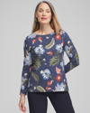 CHICO'S FLORAL PULLOVER TOP IN NAVY BLUE SIZE 0/2 | CHICO'S ZENERGY