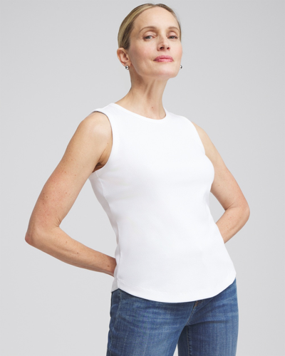 Chico's Ribbed High Neck Tank In White
