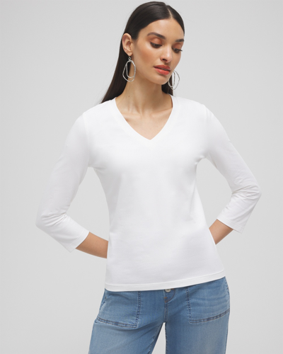 Chico's 3/4 Sleeve Perfect Tee In White Size Xxl |